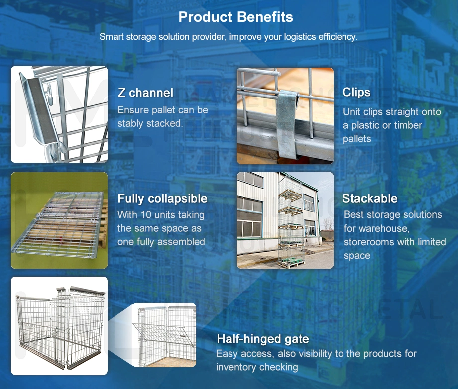 Euro Stacking Warehouse Storage Steel Metal Cage Pallet for Sale