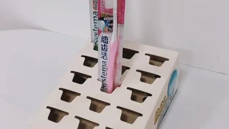 Caja de exhibición de cepillo de dientes de cartón resistente al agua, estante de exhibición de película de luz de mesa de herramientas de barra larga